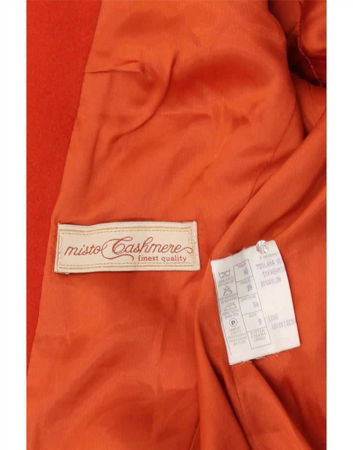 ICA Damen-Mantel mit 3/4-Ärmeln, IT 42, Mittelorange, Farbblock-Schurwolle