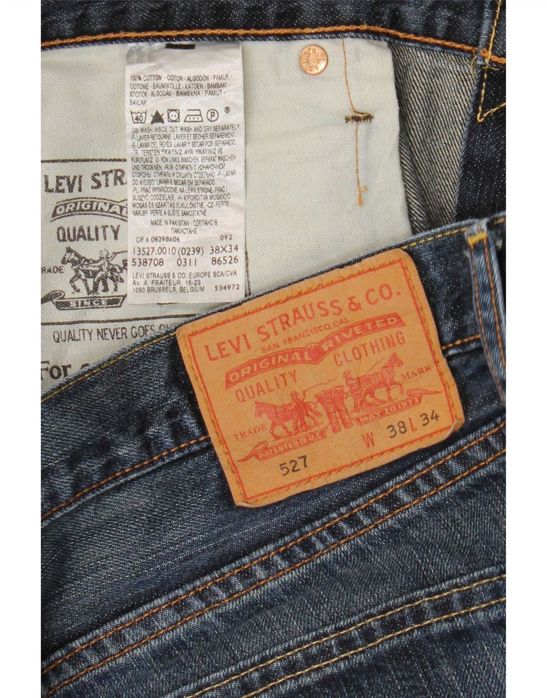 Levi's Herren 527 Bootcut Jeans W38 L30 Marineblau Baumwolle