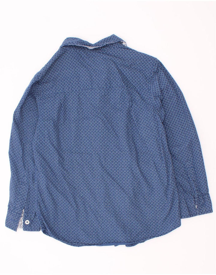 Benetton Jungen-Hemd, 4–5 Jahre, XS, blau gepunktete Baumwolle