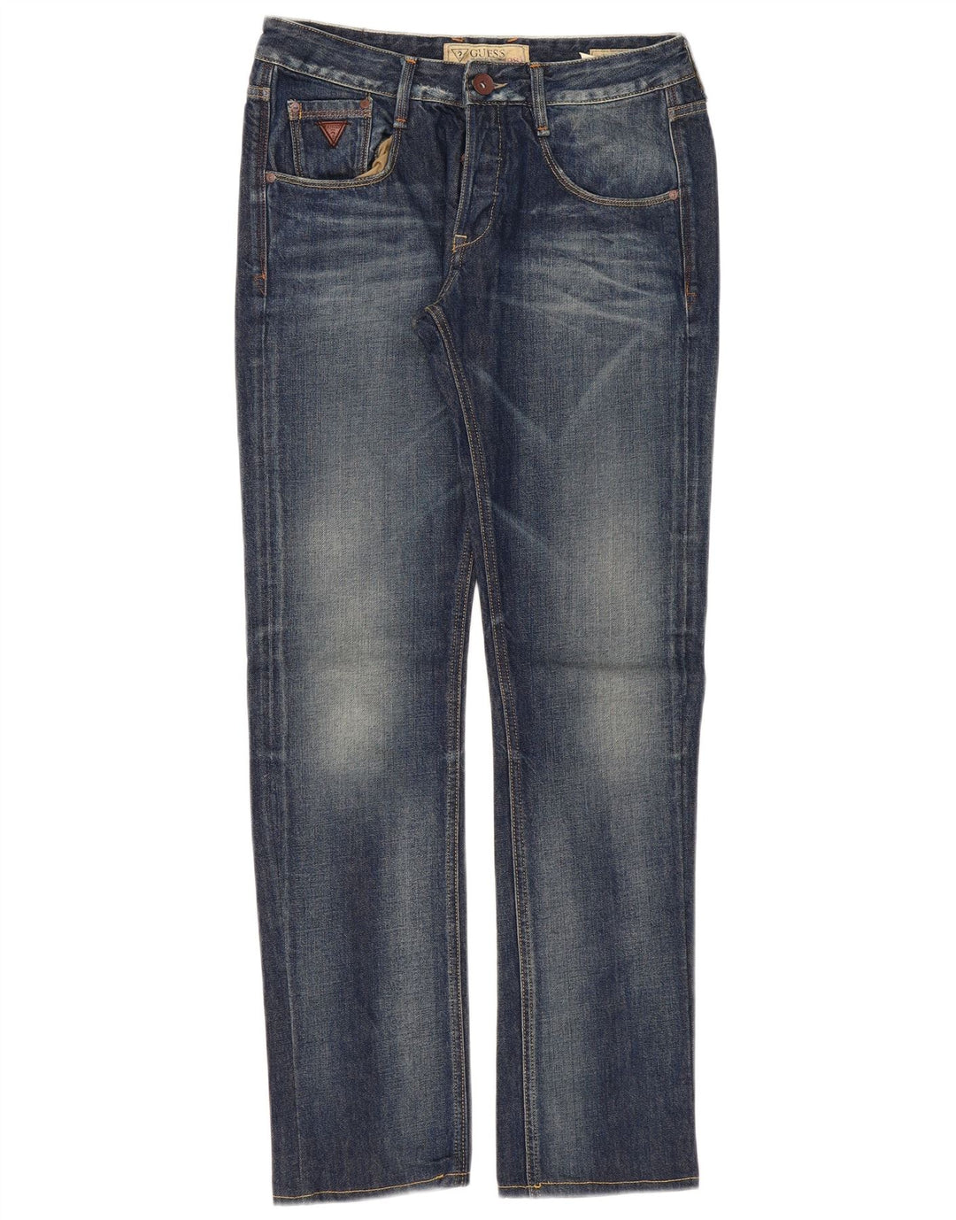 Guess Damen Straight Jeans W30 L33 Marineblaue Baumwolle