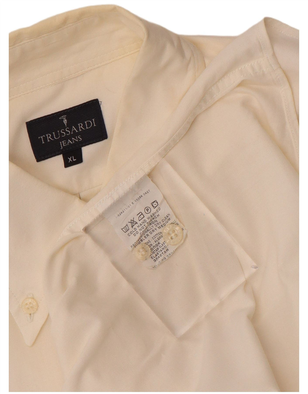 Trussardi Jeans Herrenhemd XL, weiße Baumwolle