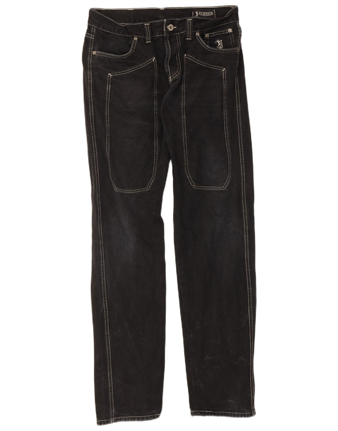 Jeckerson Herren Straight Jeans IT 48 Medium W32 L32 Schwarze Baumwolle