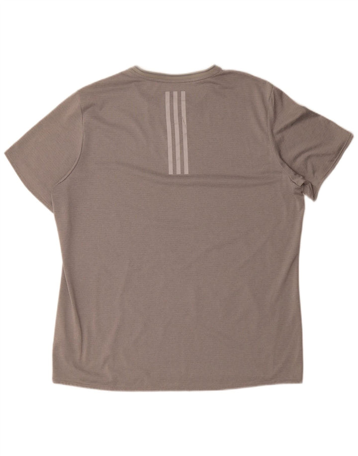 Adidas Herren Lauf-T-Shirt Top XL grau gestreift Polyester