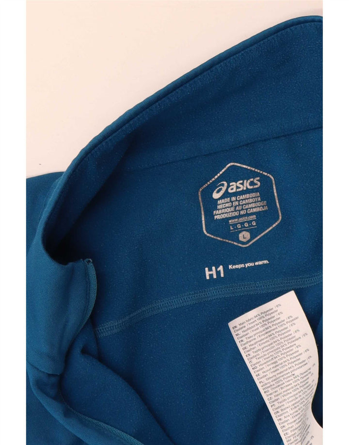 Asics Herren-Pullover-Trainingsanzugoberteil, groß, blau, Farbblock-Polyester, Sport