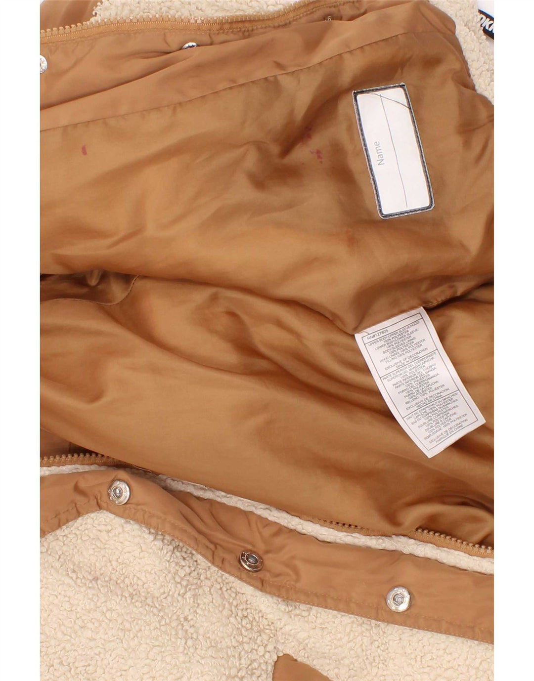 Dkny Wattierte Jacke mit Kapuze für Mädchen, 5–6 Jahre, braunes Colourblock-Polyester