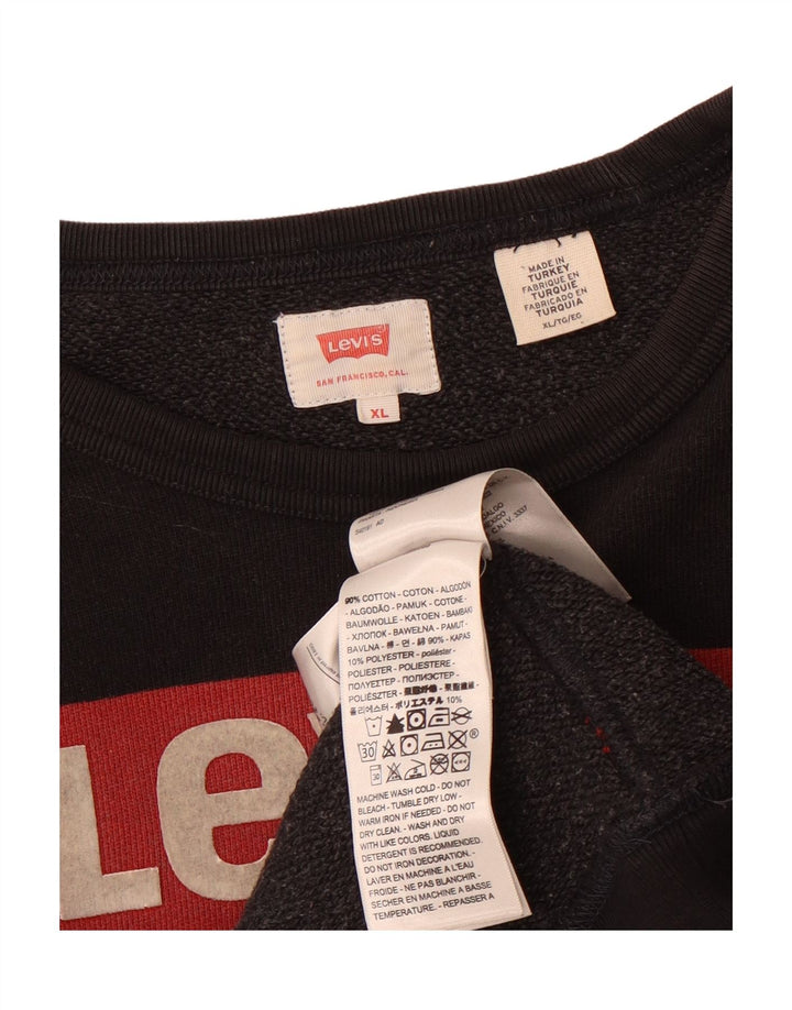 LEVI'S Mens Graphic Sweatshirt Jumper XL Black Cotton