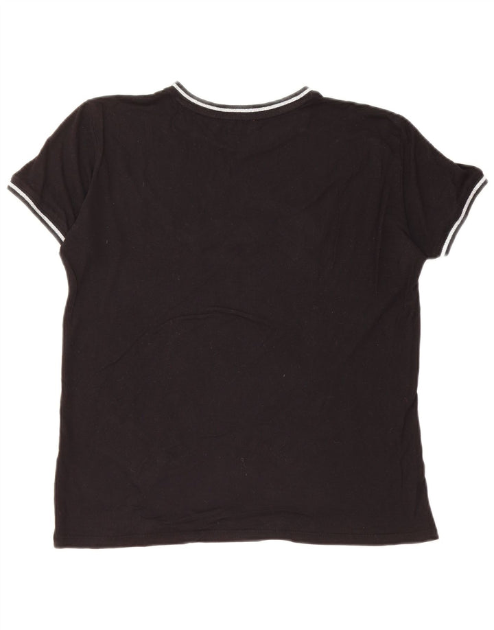 GUESS Damen Übergroßes Grafik-T-Shirt-Oberteil UK 6 XS Schwarz