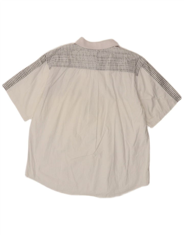 Vintage Herren Kurzarm Pullover Shirt IT 52/54 Groß weiß gestreift