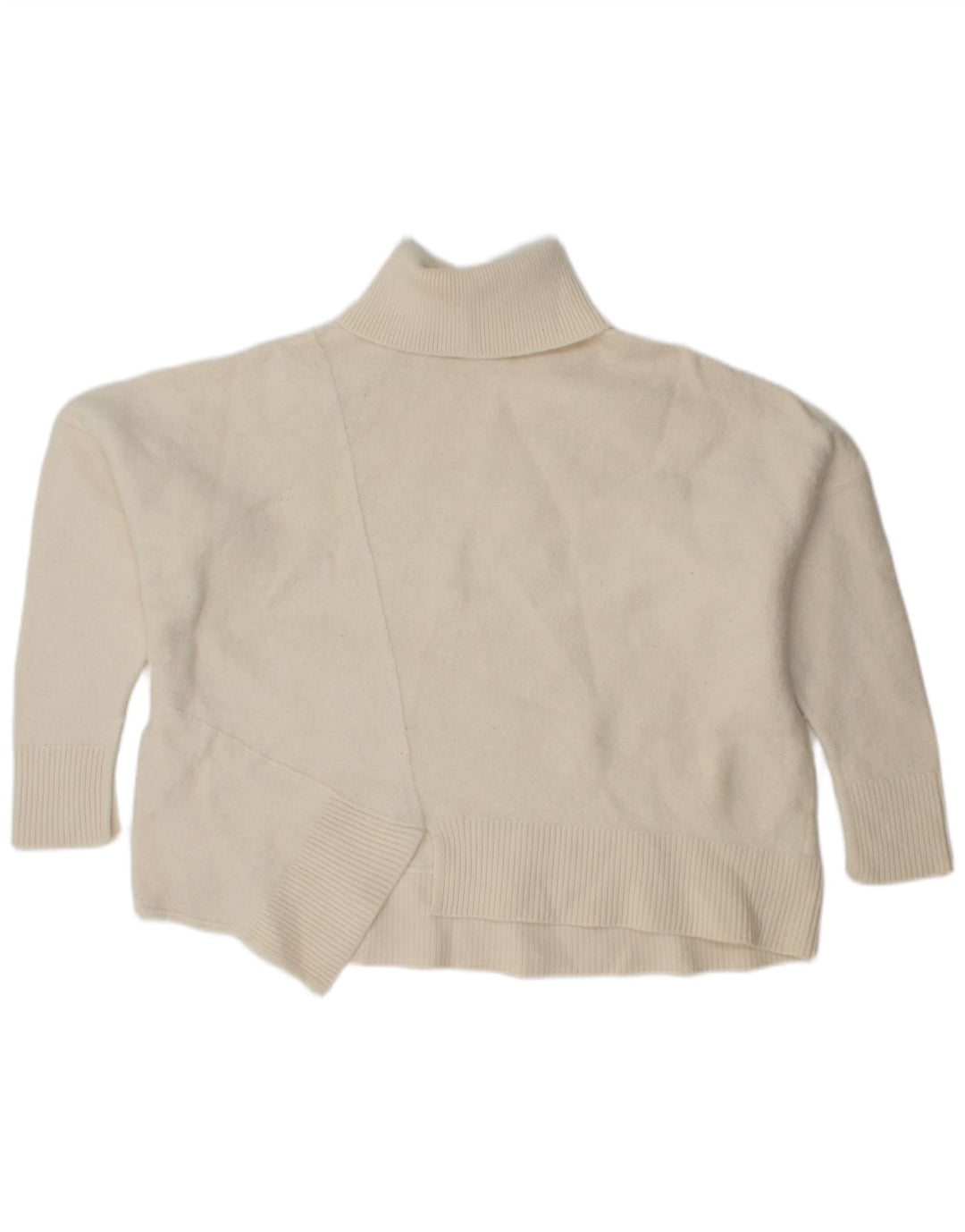 Cos Damen-Pullover mit Rollkragen, übergroß, UK 14, mittelweiße Wolle