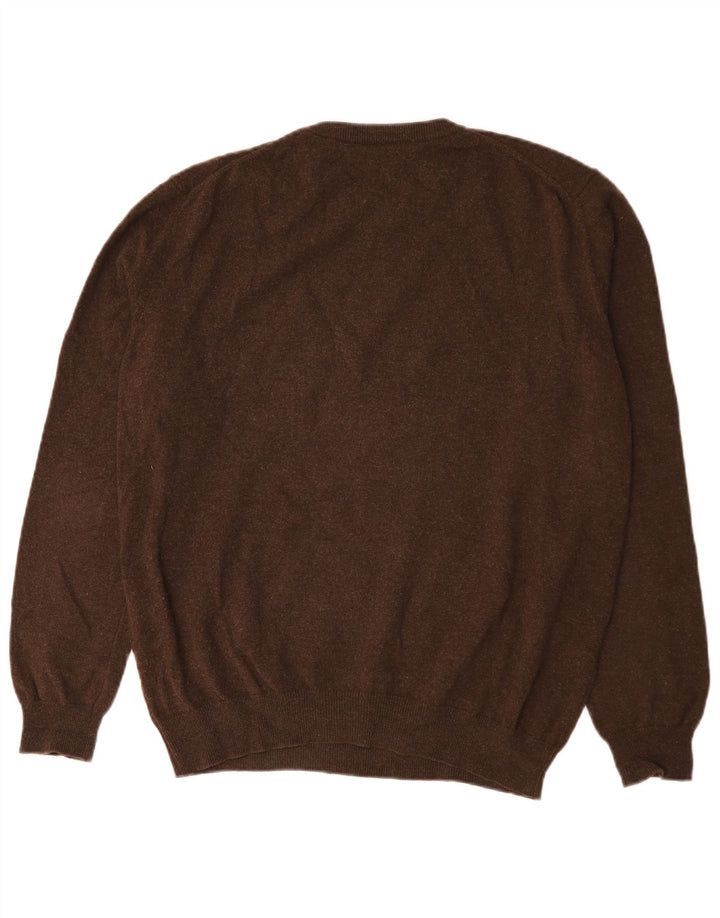 Gant Herren-Pullover mit Rundhalsausschnitt, XL, braune Lammwolle