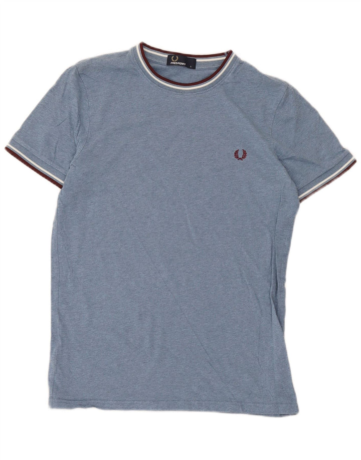 Fred Perry Herren T-Shirt Top Small Blau Baumwolle