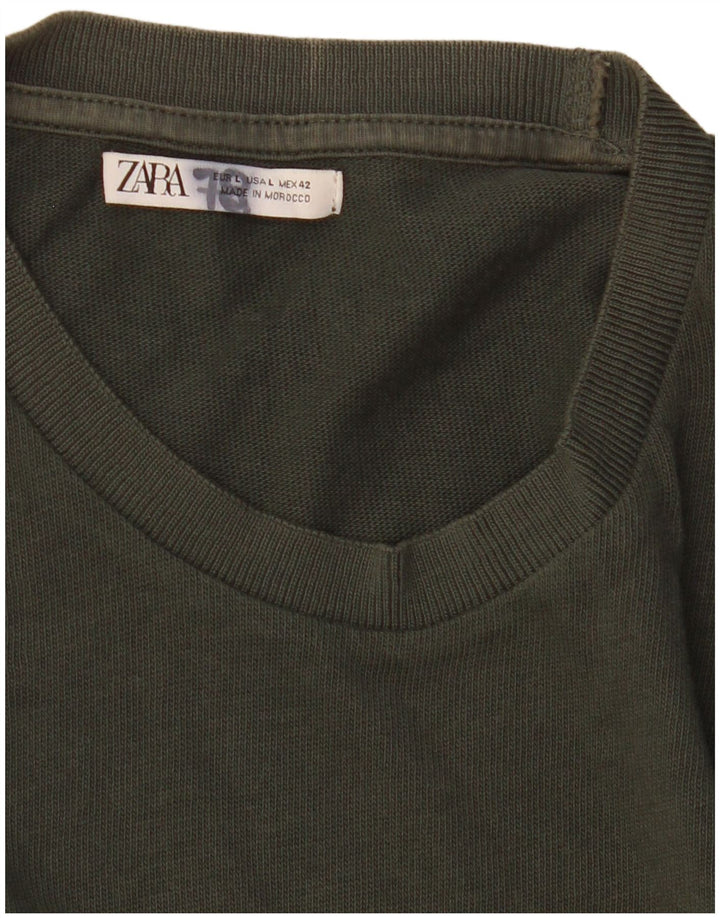 Zara Herren T-Shirt Top Large Khaki
