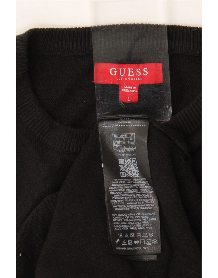 GUESS Herren-Pullover mit Rundhalsausschnitt, groß, aus schwarzem Acryl