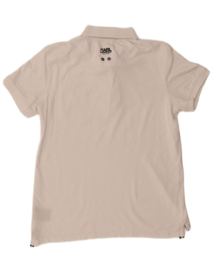 Karl Lagerfeld Herren-Poloshirt aus mittelweißer Baumwolle