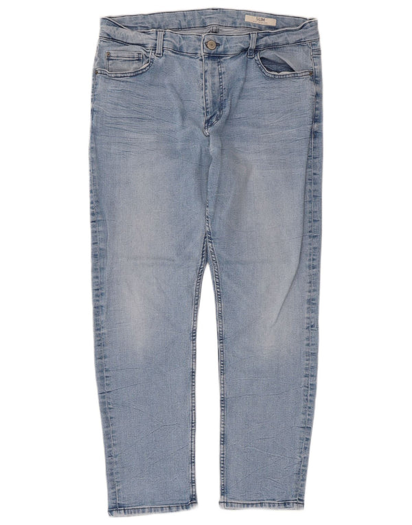 Marks & Spencer Damen Crop Slim Jeans UK 16 Large W32 L25 Blaue Baumwolle