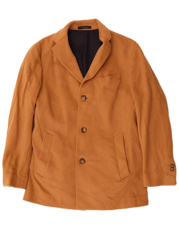 Massimo Dutti Herren-Mantel mit 3 Knöpfen, EU 48, mittelbeige Wolle