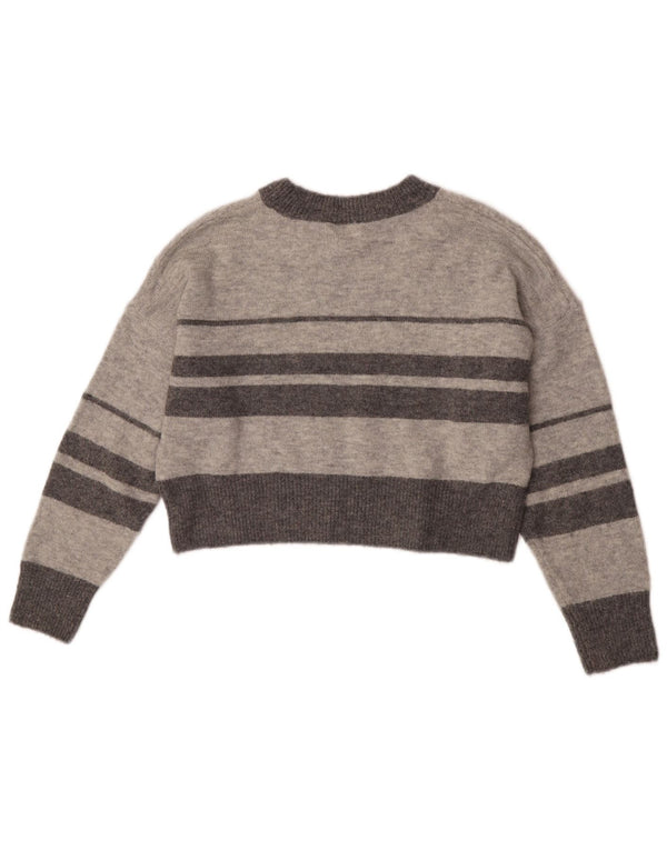 Topshop Womens Petite Crop Crew Neck Pullover Pullover UK 8 Small Grau gestreift