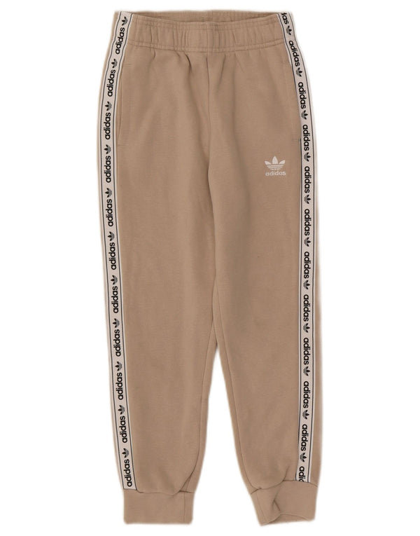 Adidas Jungen-Trainingsanzug mit Grafik, Jogginghose, 7–8 Jahre, Beige, Farbblock