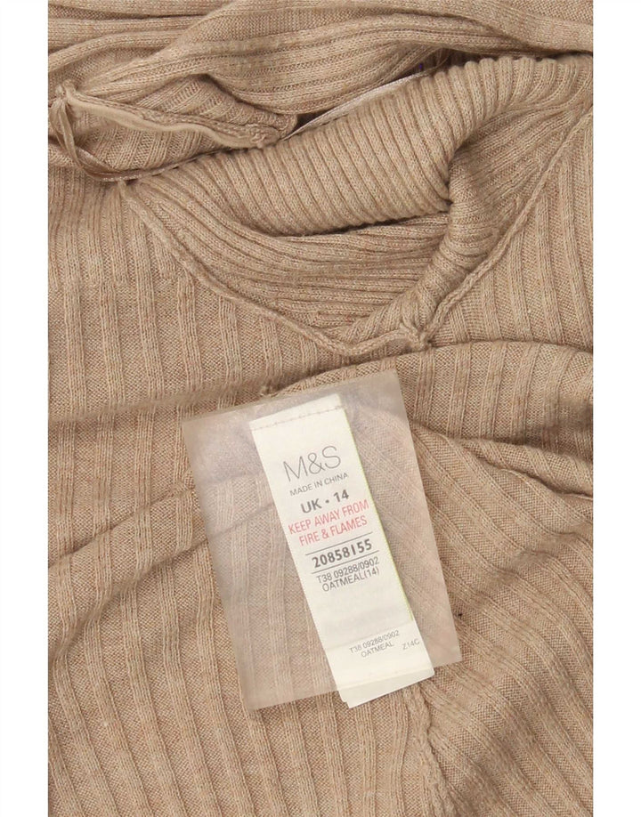 Marks & Spencer Damen Longline Open Cardigan Pullover UK 14 Mittelbeige