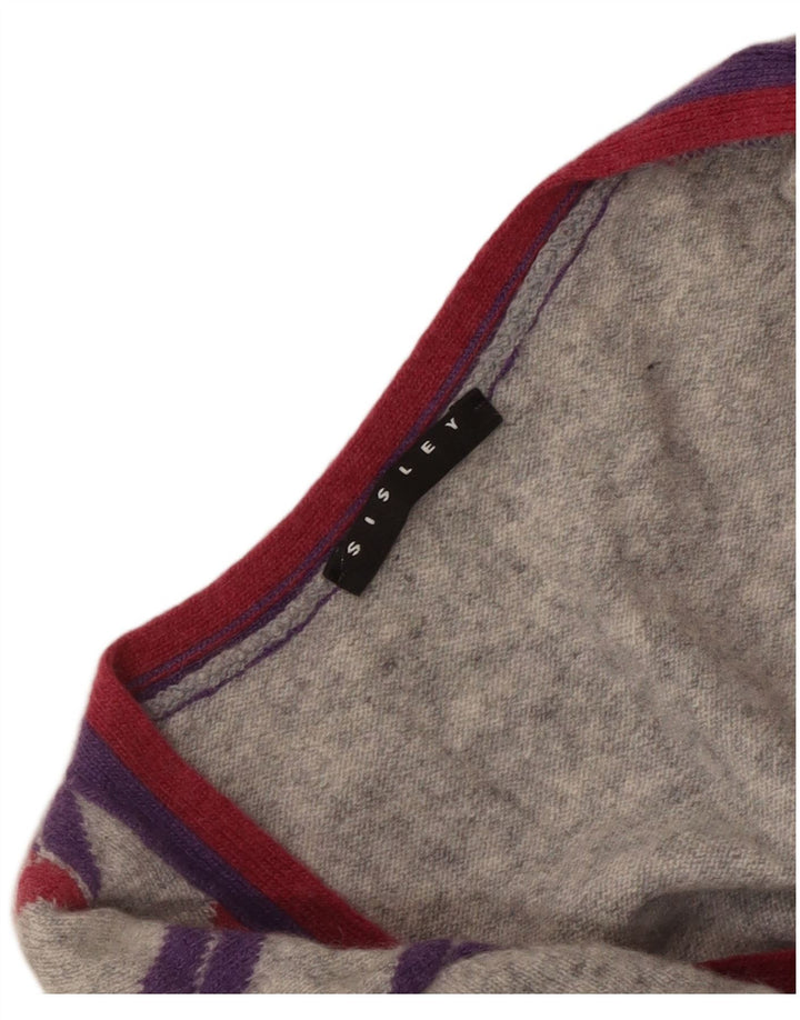 Sisley Damen-Pullover mit V-Ausschnitt, Gr. 10, Größe S, Grau Argyle/Diamant