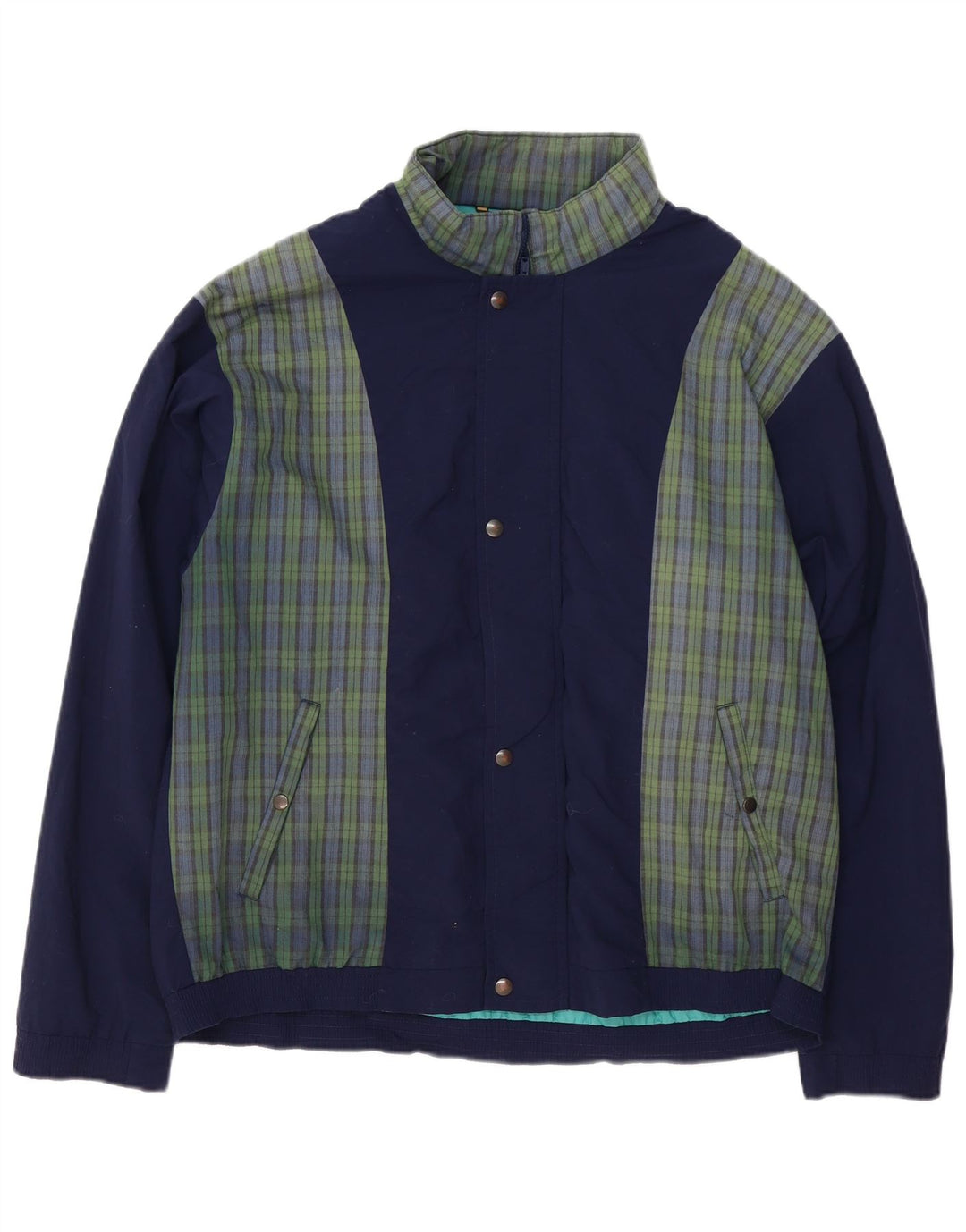 MARKS & SPENCER Herren Bomberjacke UK 40 Großes marineblau kariertes Polyamid