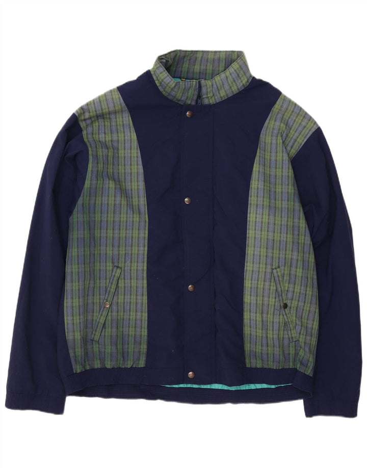 MARKS & SPENCER Herren Bomberjacke UK 40 Großes marineblau kariertes Polyamid