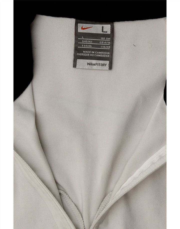 Nike Damen Dri Fit Trainingsanzug Top Jacke UK 14/16 Large Weiß