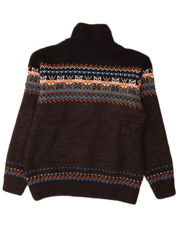 CMP Herren-Pullover mit Reißverschluss am Hals, IT 52, Größe L, Schwarz, Fair-Isle-Acryl