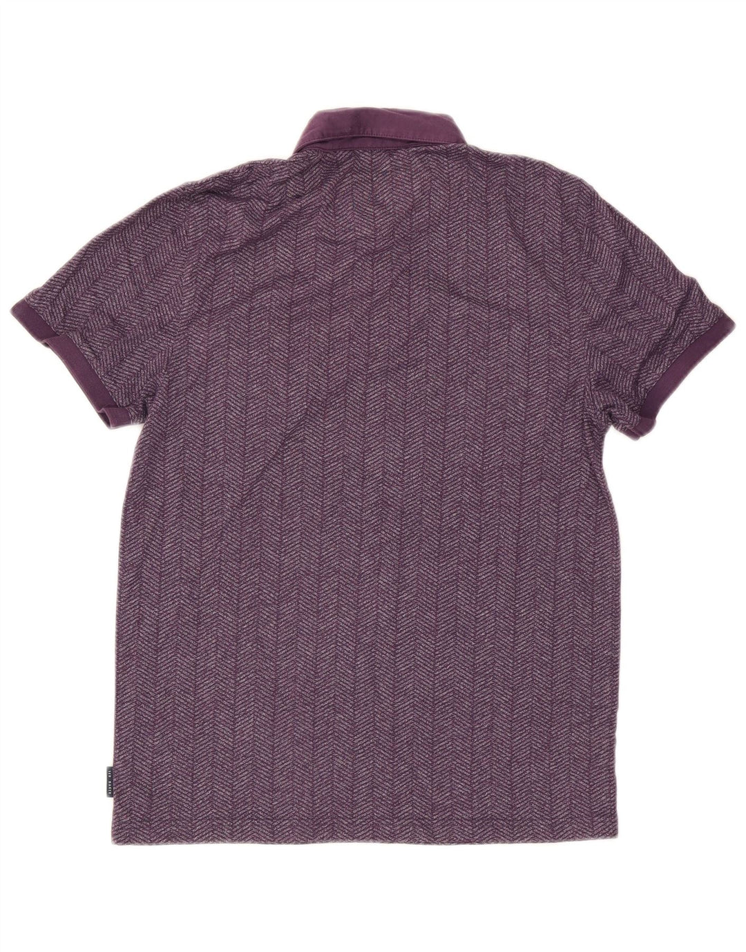 Ted Baker Herren-Poloshirt, Größe 3, mittellila, Fischgrätenmuster