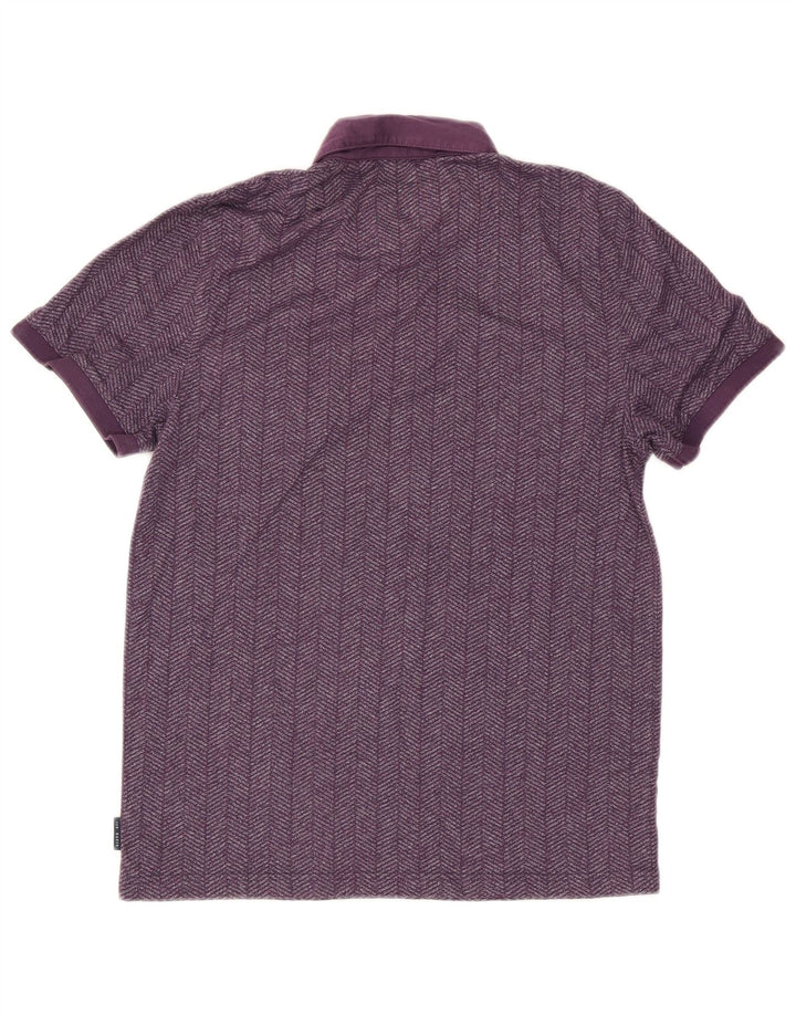 Ted Baker Herren-Poloshirt, Größe 3, mittellila, Fischgrätenmuster