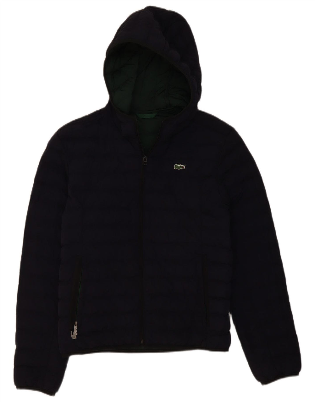Lacoste wattierte Herrenjacke mit Kapuze, EU 46, klein, marineblau, Polyamid