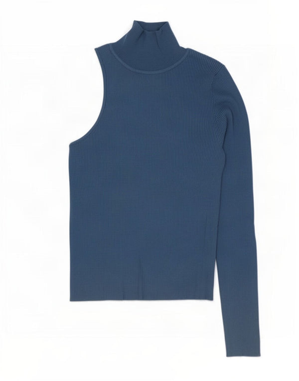 Zara Damen One Shoulder Top UK 12 Mittelblaue Viskose