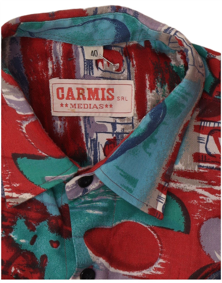 Vintage Herren Hemd mit abstraktem Muster, klein, mehrfarbig