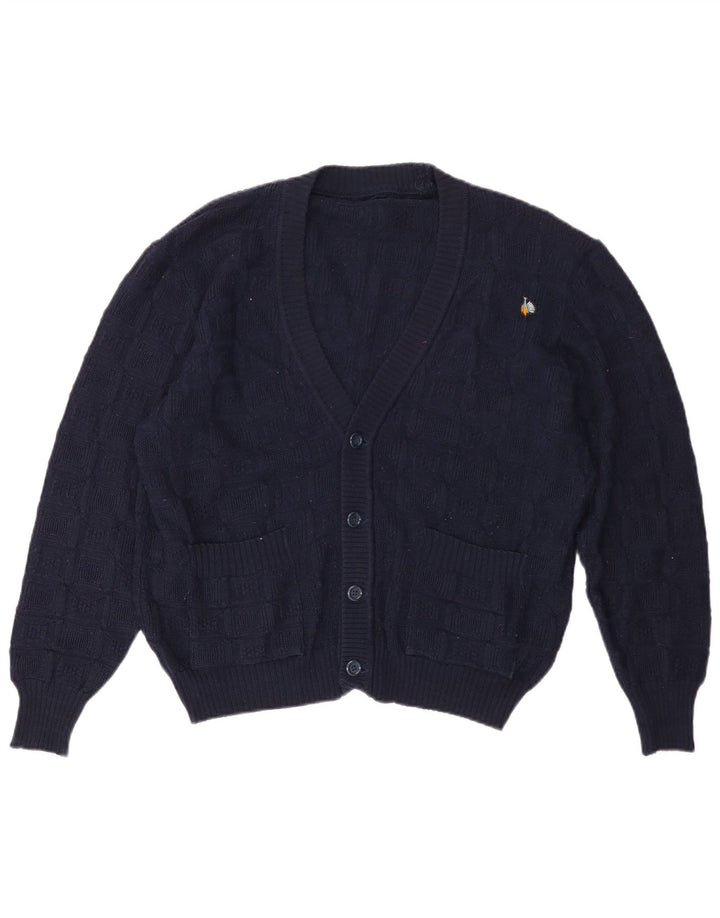 Vintage Herren Cardigan Pullover Medium Marineblaue Wolle