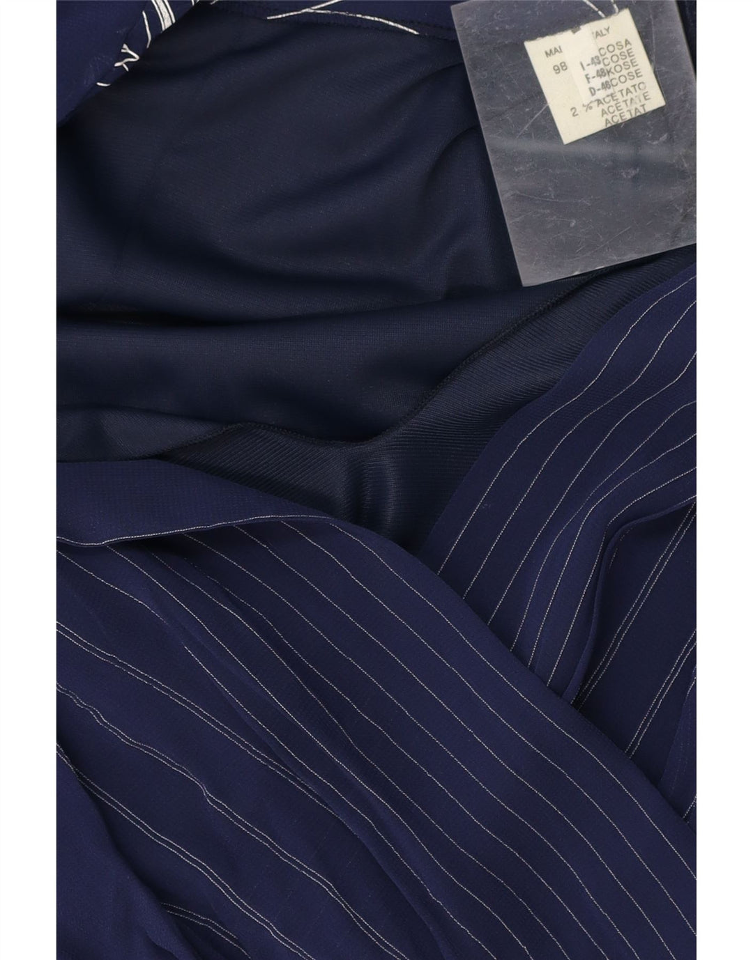 VINTAGE Womens Long Sleeve A-Line Dress IT 43 Medium Navy Blue Striped Vintage Vintage and Second-Hand Vintage from Messina Hembry 