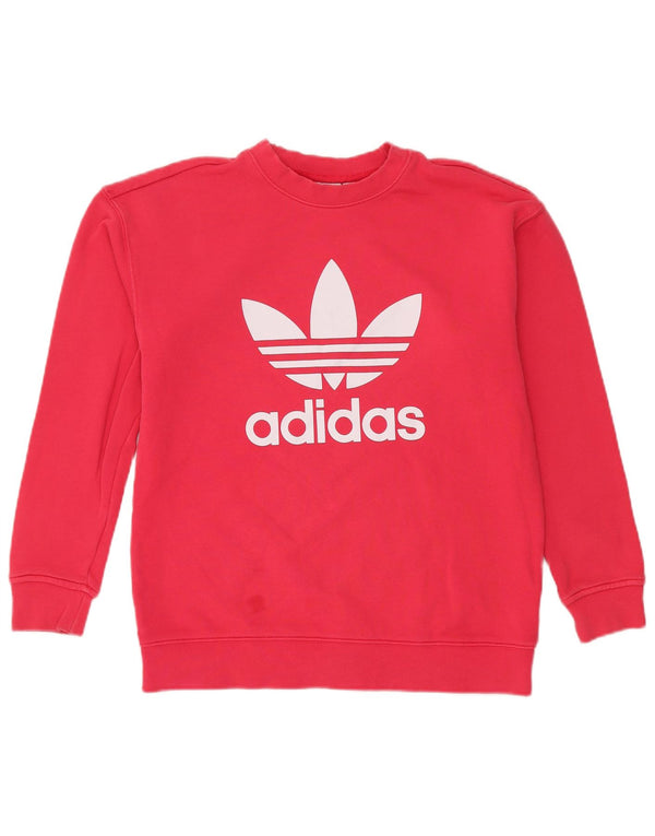 Adidas Womens Graphic Oversized Sweatshirt Pullover UK 8 Small Rote Baumwolle