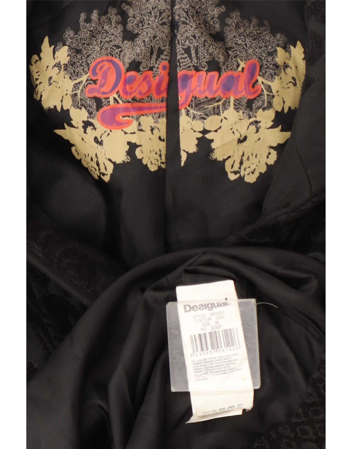 Desigual Damenmantel EU 38 Mittelschwarzes, florales Polyester