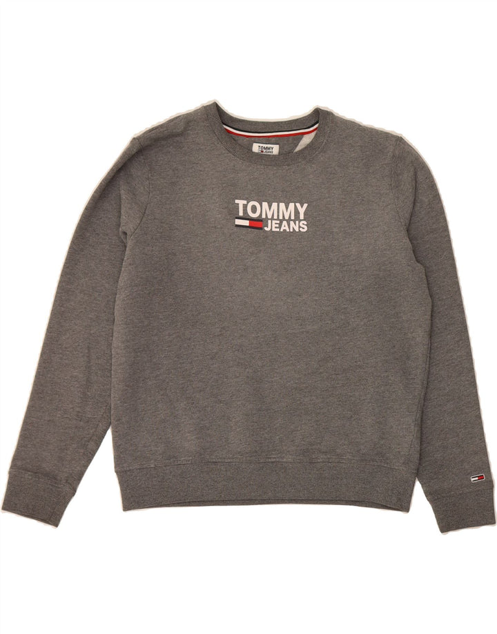TOMMY HILFIGER Womens Graphic Sweatshirt Jumper UK 14 Medium Grey Cotton Vintage Tommy Hilfiger and Second-Hand Tommy Hilfiger from Messina Hembry 