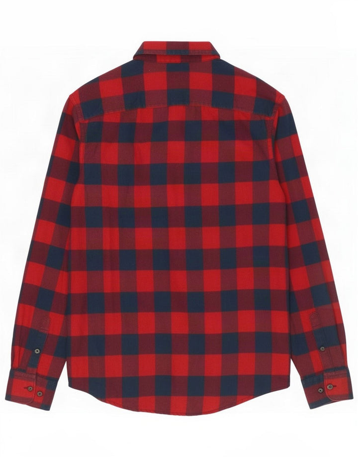Penguin Herren-Flanellhemd mit normaler Passform, kleine rote Gingham-Baumwolle