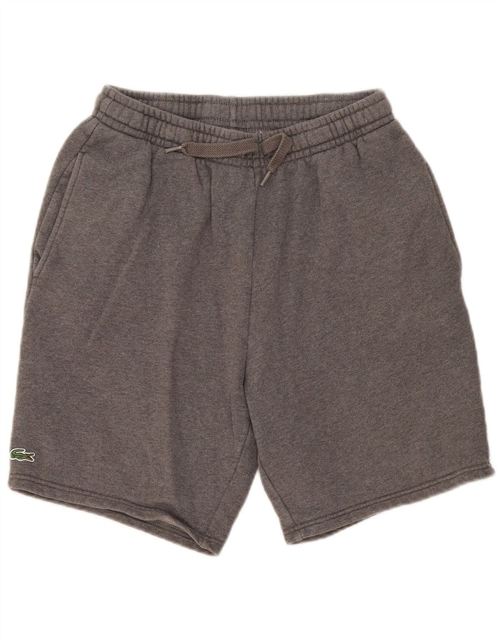 Lacoste Herren-Sportshorts, Größe 4, mittelgrau gefleckte Baumwolle