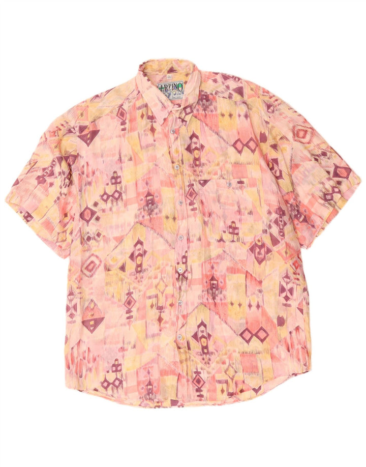 ARPINO Herren-Kurzarmhemd, Größe 41/42, groß, rosa, geometrisch