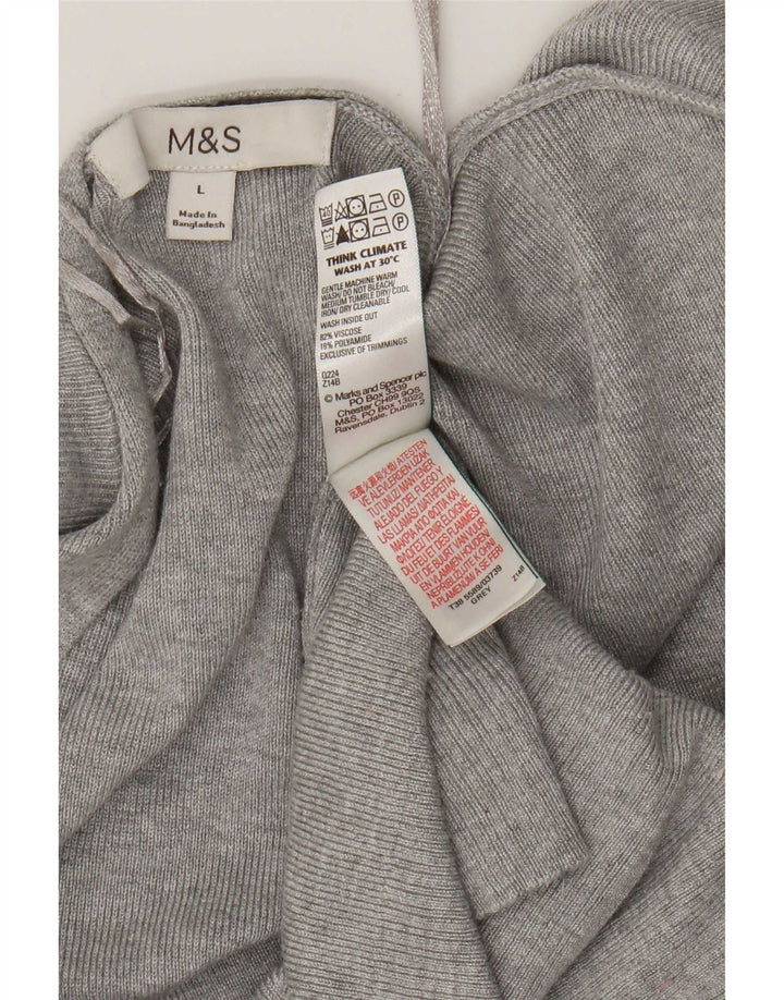 Marks & Spencer Damen Longline-Cardigan-Pullover UK 16 Large Grau meliert