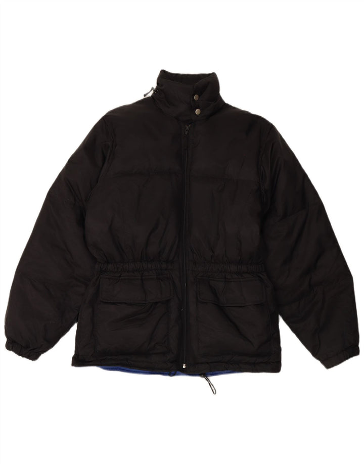 Vintage Herren Wattierte Jacke UK 38 Medium Schwarz Polyester