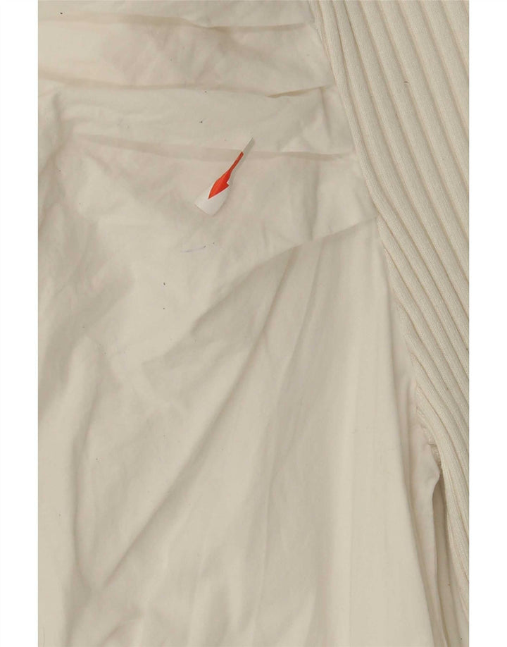 Zara Crop Langarm-Blusenoberteil für Damen, UK 12, mittelweiße Baumwolle