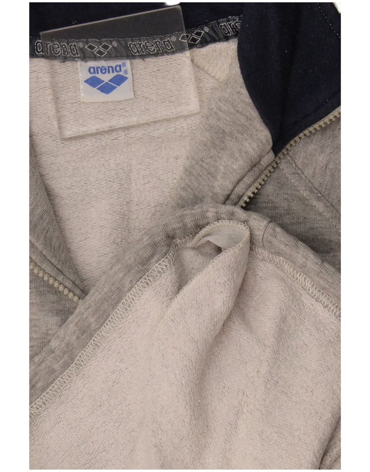Arena Herren-Sweatshirt mit grafischem Reißverschluss und Rundhalsausschnitt, mittelgrau, Farbblock