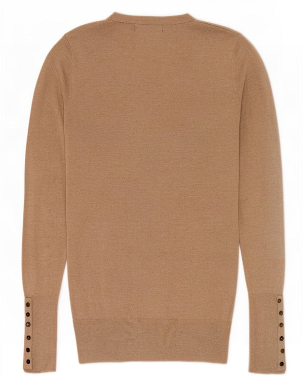 Zara Damen-Pullover mit V-Ausschnitt, UK 14, Größe L, Beige, Viskose