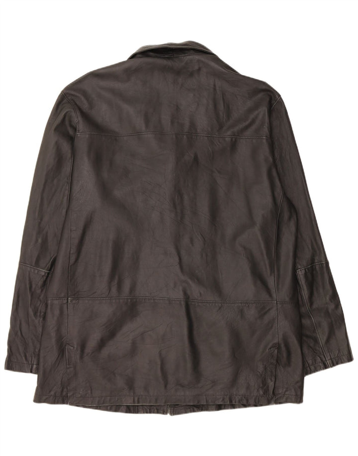 Bizzarro Herren 3-Knopf-Blazerjacke IT 54 2XL Schwarzes Leder