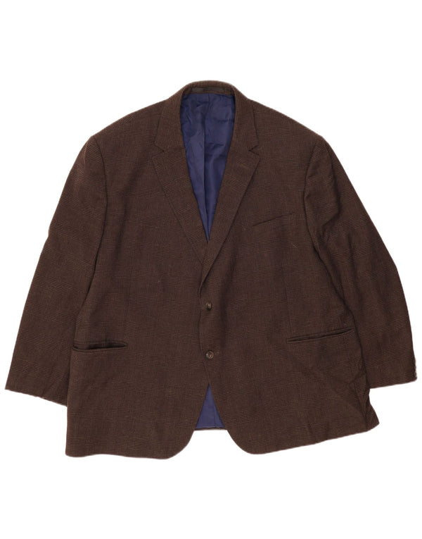 Marks & Spencer Herren-Blazer mit 2 Knöpfen, UK 52 3XL, brauner Hahnentrittmuster