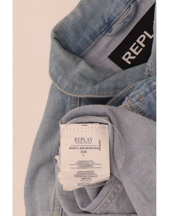 Replay Herren Jeansjacke UK 40 Large Blau Baumwolle