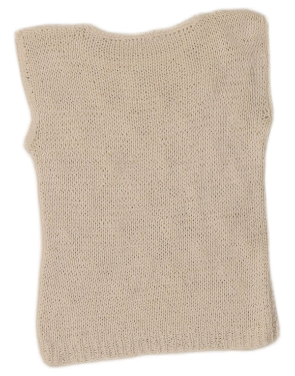 Vintage Damen Crop Weste Tank Top UK 4 XS Weiß